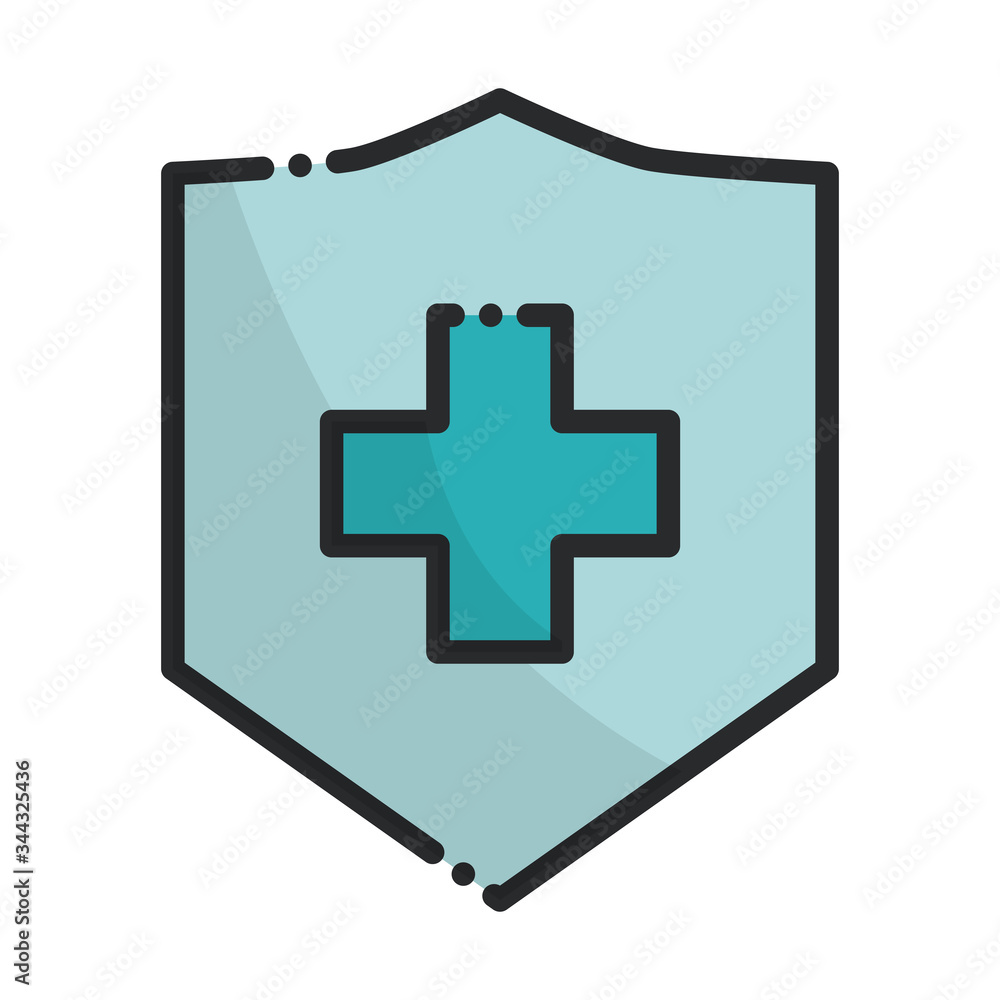 Canvas Prints medical shield protection cross health care line and fill icon