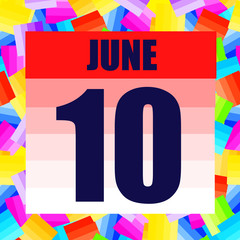 June 10 icon. For planning important day. Banner for holidays and special days. Tenth june illustration.