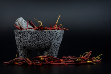 Molcajete and chiles from mexico