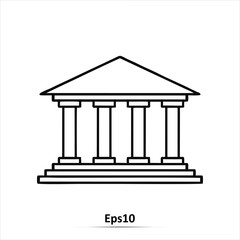 Bank Icon. Outline Vector Illustration. Eps10