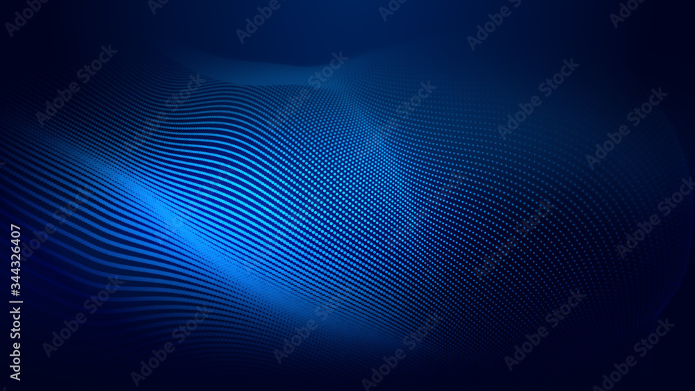 Poster dot blue wave light screen gradient texture background. abstract ai technology big data digital back