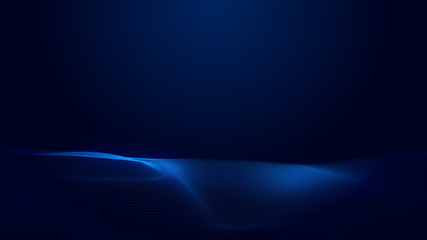 Dot blue wave light screen gradient texture background. Abstract ai technology big data digital background. 3d rendering.