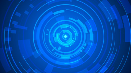 Circle blue technology Hi-tech dark background. Abstract graphic digital future concept design.