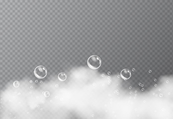 Bath foam isolated on transparent background. Shampoo bubbles texture. soap dissolved in water. The effect of washing.