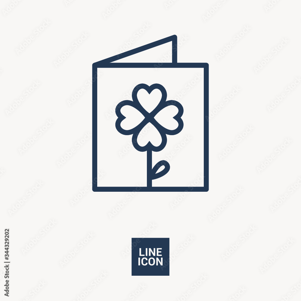 Poster a greeting card isolated single linear icon for websites and mobile minimalistic flat design.