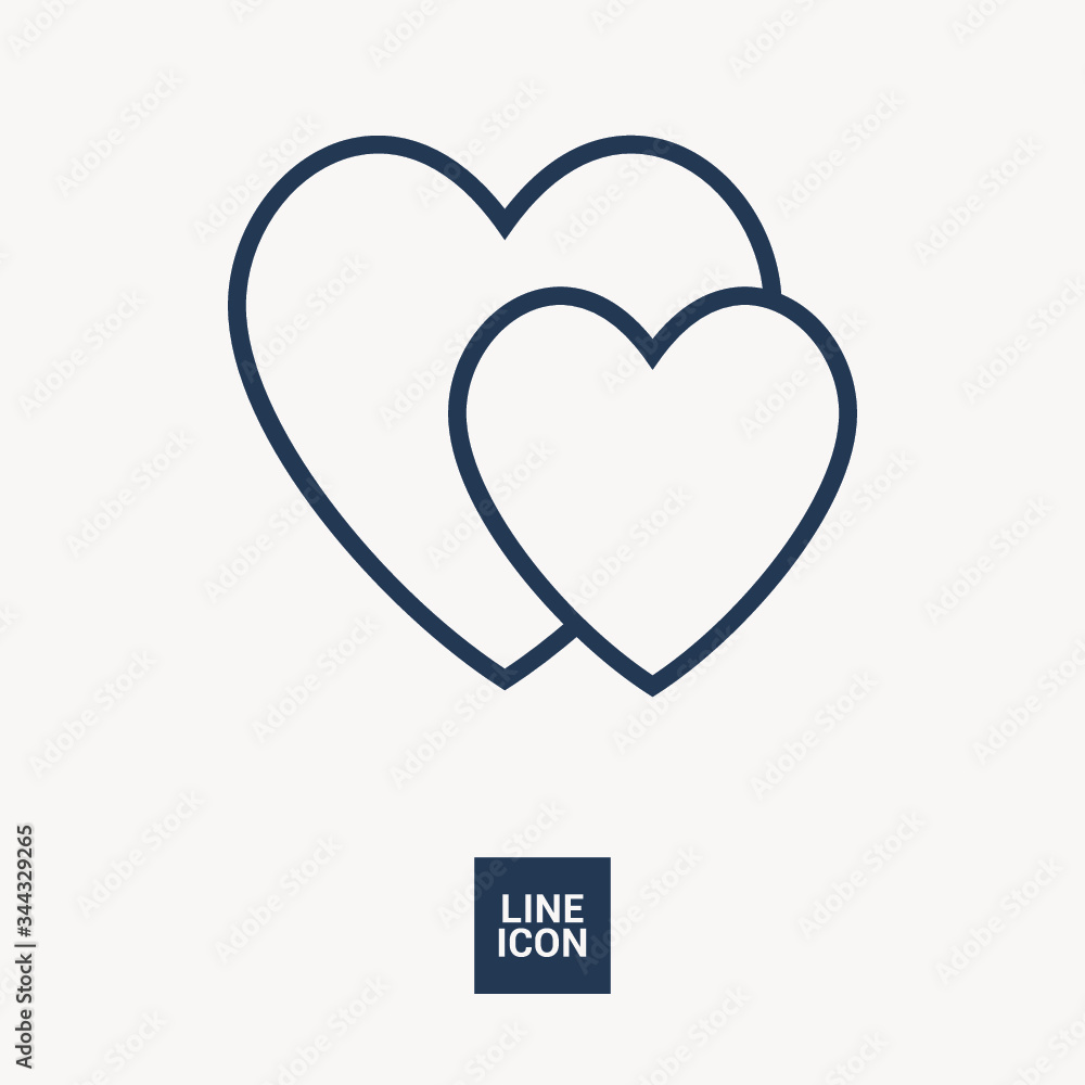 Poster two heart linear vector icon for websites and mobile minimalistic flat design.