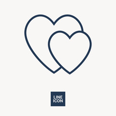 two heart  linear vector icon for websites and mobile minimalistic flat design.