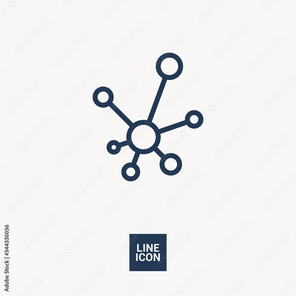 Poster hub network connection isolated minimal flat line icon