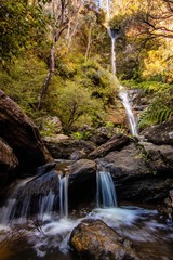 beautiful lush green waterfall blue mountains australia