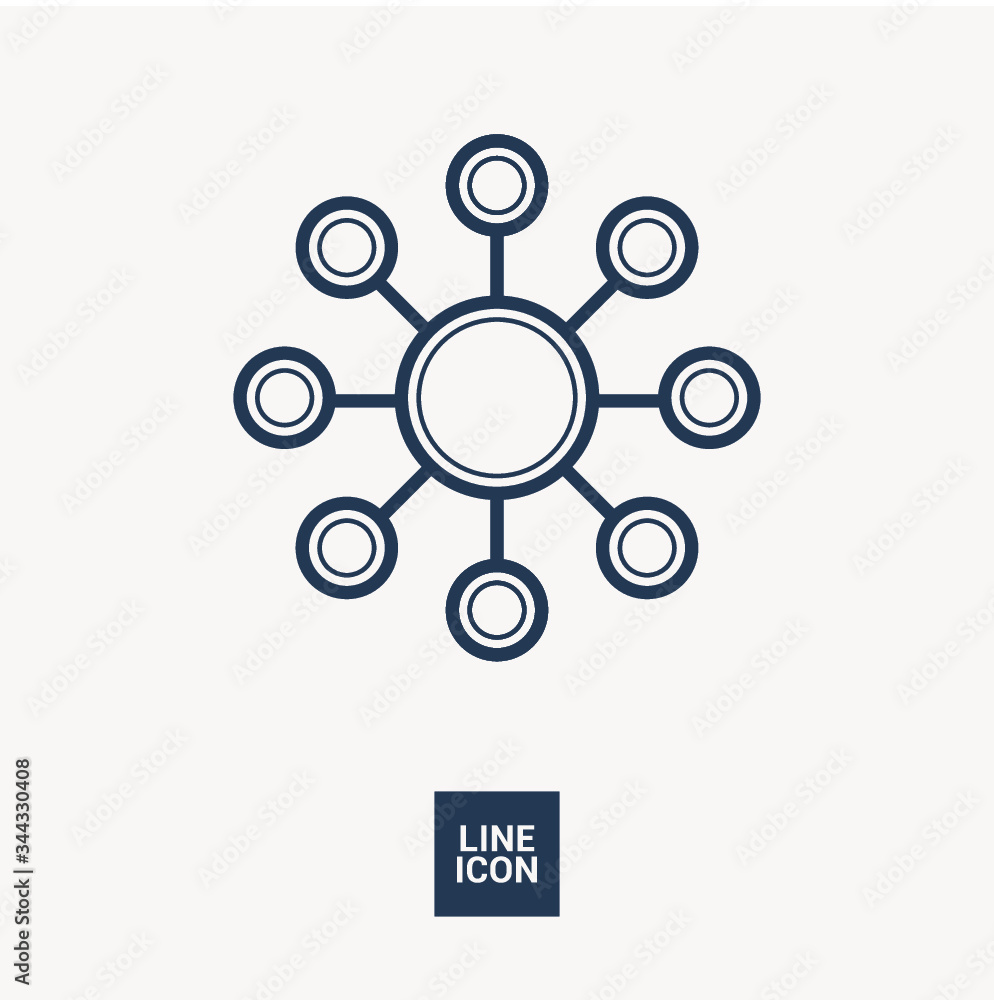 Poster hub network connection isolated minimal flat line icon