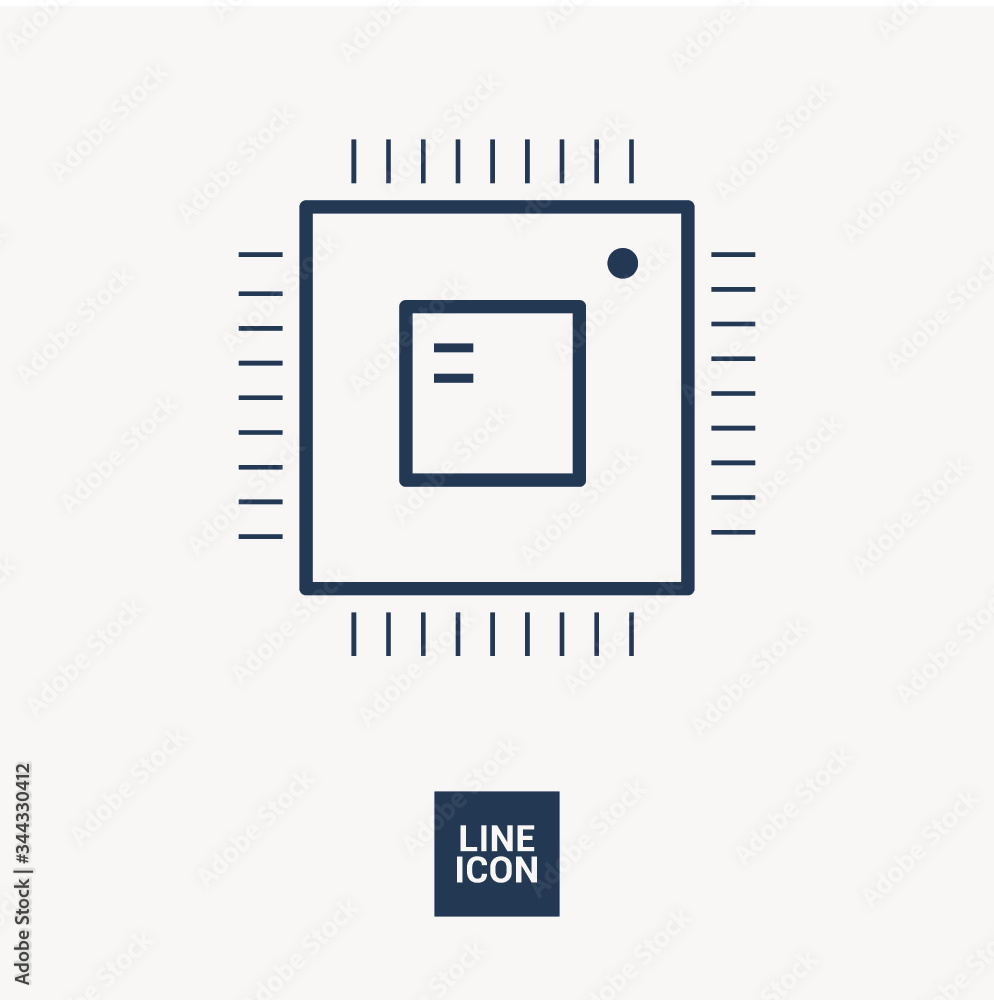 Aufkleber computer chip isolated linear icon for websites minimalistic flat design