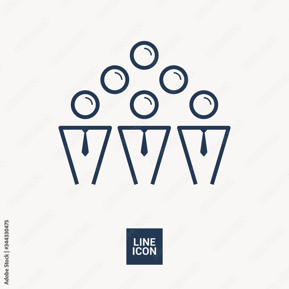Aufkleber teamwork line vector icon. team icon. isolated minimal single flat icon in black and white colors. l
