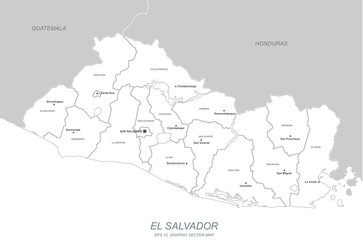 el salvador map. country vector map of el salvador in central america.
