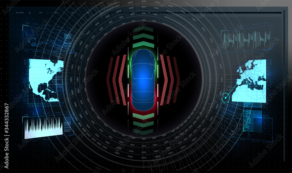 Poster futuristic user interface. hud ui. abstract virtual graphic touch user interface. cars infographic.c