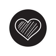 heart with striped design, line block style