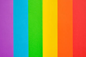 rainbow colored lgbt flag paper background. Pride day concept, flat lay, copy space for design