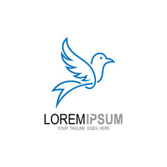Bird logo with line design template