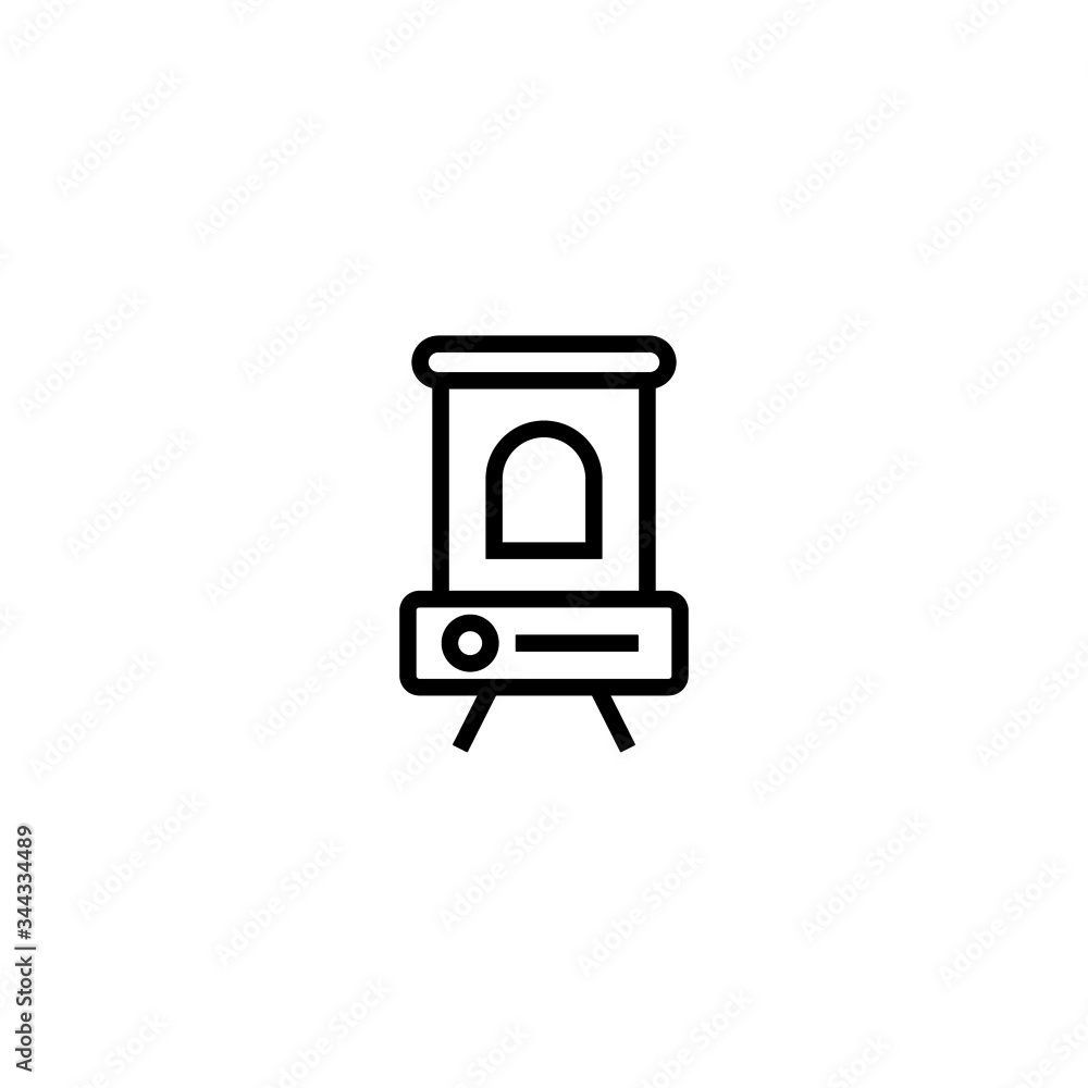 Poster kerosene heater vector icon in linear, outline icon isolated on white background