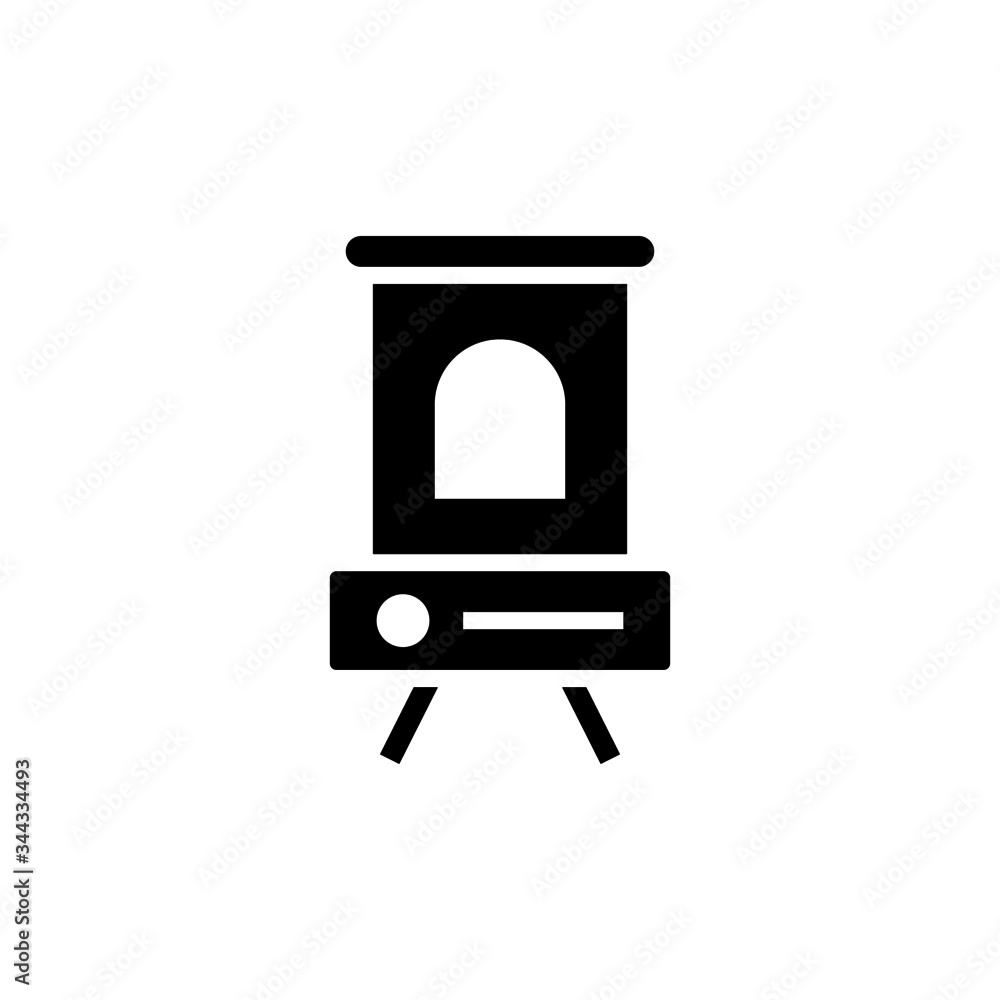 Poster kerosene heater vector icon in black solid flat design icon isolated on white background