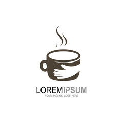 coffee logo vintage. vector illustration. Hand and coffee logo