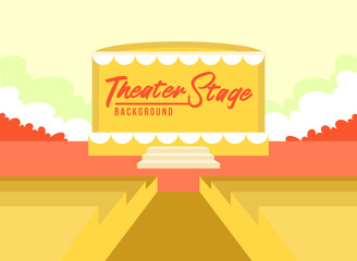 Orange Concert stage. Forest background. Theater Flat Vector Illustration. Web vector illustration. Vector Background.