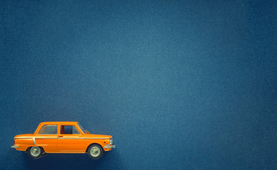 Orange car model on a blue background for the site. Zaporozhets 968-A, ZAZ