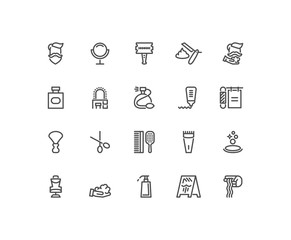 Twenty barber shop icons isolated on white background. Emoji and avatars flat style set.
