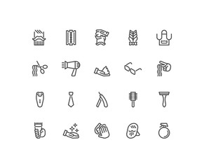 Twenty barber shop icons isolated on white background. Emoji and avatars flat style set.