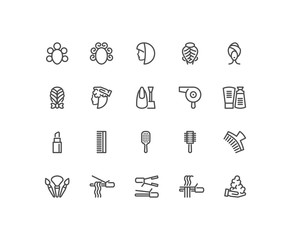 Twenty hair style salon icons isolated on white background. Emoji and avatars flat style set.