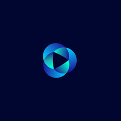 abstract circle 3D media play icon logo vector design template concept. isolated on white background