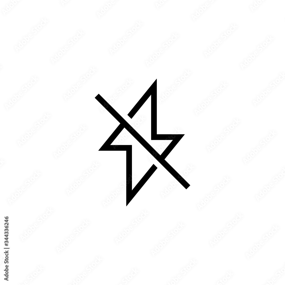 Poster flash off vector icon in linear, outline icon isolated on white background