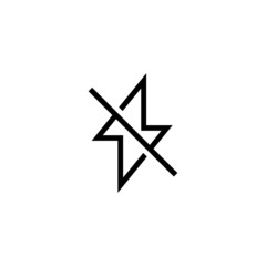 Flash off vector icon in linear, outline icon isolated on white background