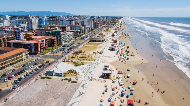 Cap&atilde;o da Canoa - RS. Aerial view of the beach and city of Cap&atilde;o da Canoa in the state of Rio Grande do Sul, southern Brazil