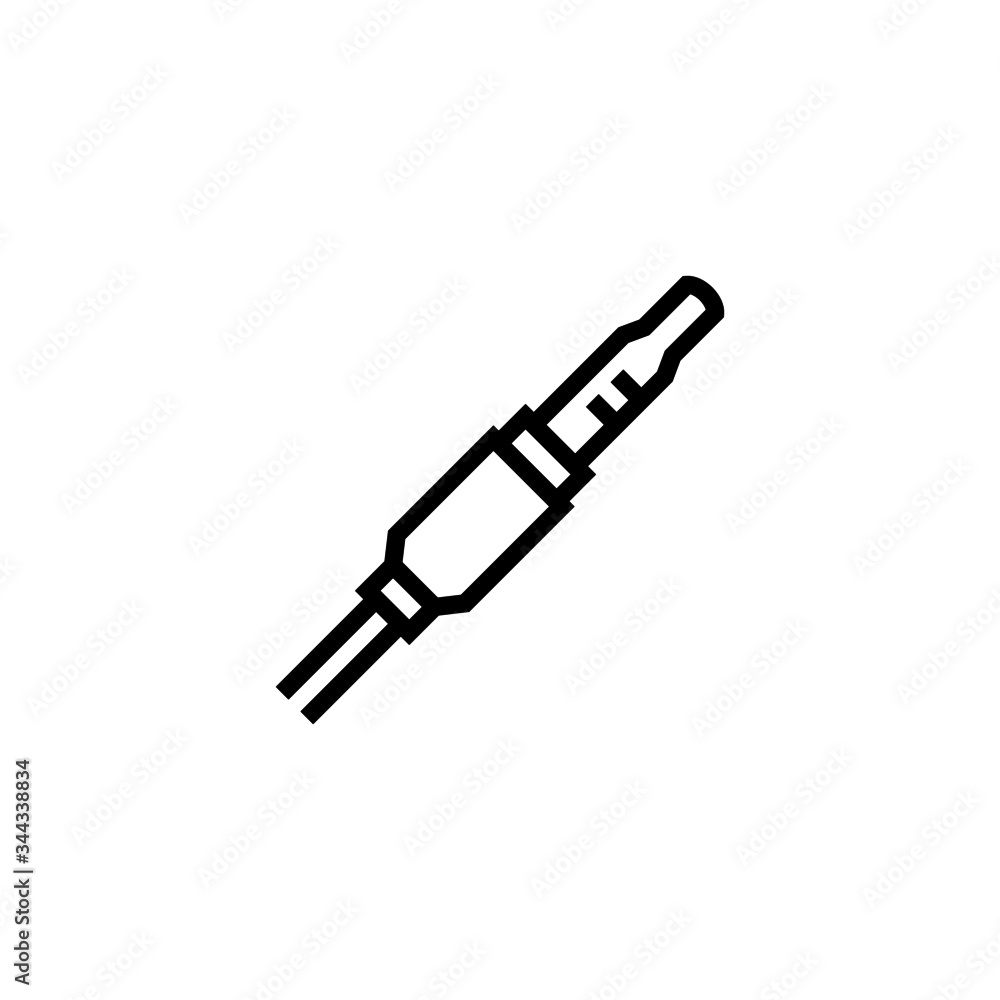 Sticker Sound cable vector icon in linear, outline icon isolated on white background