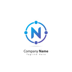 initial letter N logo with circle and dot element. design vector illustration people logo. logo for company. icon