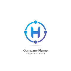 initial letter H logo with circle and dot element. design vector illustration people logo. logo for company. icon