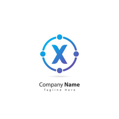 initial letter X logo with circle and dot element. design vector illustration people logo. logo for company. icon