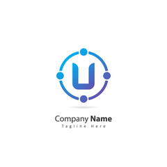 initial letter U logo with circle and dot element. design vector illustration people logo. logo for company. icon
