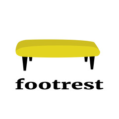 Yellow footrest furniture cartoon with blue halftone. Vector illustration in cartoon style.