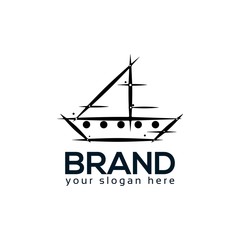 Abstract ship logo. flat design. Vector Illustration on white background	