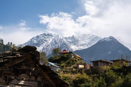 Tosh Village in Parvati Valley near Kasol Himachal Pradesh India - Scenic Himalayan Mountain Landscape