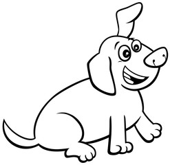 cartoon puppy character coloring book page
