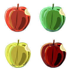 一口かじったりんご(横向き)