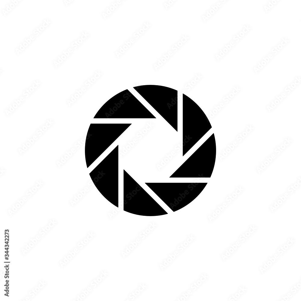 Poster camera shutter icon in black solid flat design icon isolated on white background