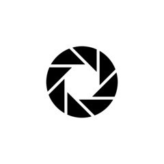 Camera shutter icon in black solid flat design icon isolated on white background