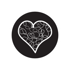 doodle heart icon, line block style