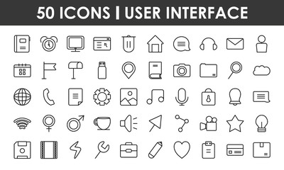 icon set of user interface, line style