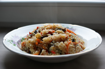 risotto with vegetables and mushrooms