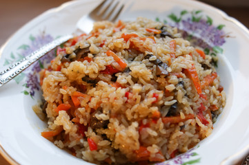 risotto with vegetables and mushrooms