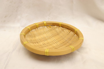 Small round handmade bamboo basket. Snack biscuit drying plate. Tray
